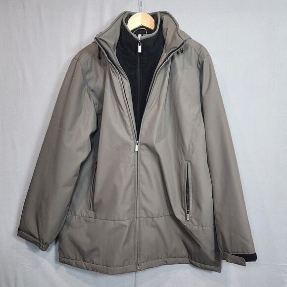 Weatherproof Men's Ultra Tech Men's Jacket Fleece Bib Removable Hood Sz L - Picture 1 of 9